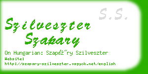 szilveszter szapary business card